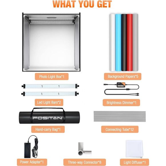 FOSITAN Bi-Color Dimmable Photo Light Box Kit, 32x32 inch80x80 cm Photo Studio - Picture 3 of 9